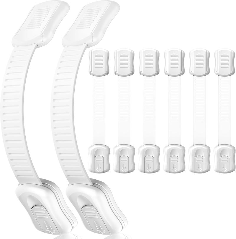Syican 8-Pack Cabinet Locks Baby Proofing - Child Proof Drawer Locks, Multi-Purpose for Drawers, Fridge, Toilet Seat, Trash Can, Ideal Stocking Stuffers, White - Image 1
